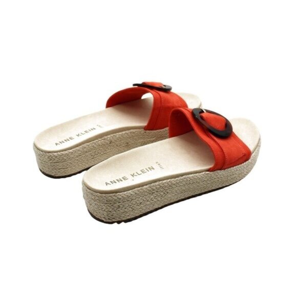 Anne Klein Women S Vino Sandals Red Tortoise Microsuede Stylish and Strappy - Picture 7 of 9